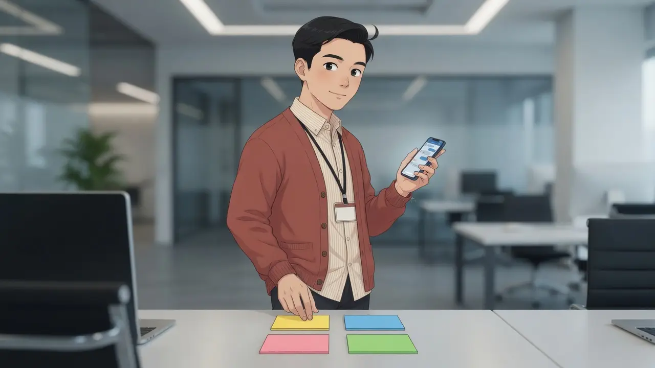 动漫上班族把四张便签排成四象限